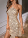 Gold 1970s Sequined Halter Dress