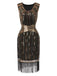 [Pre-Sale] Black 1920s Symmetrical Lines Tassels Sequined Dress