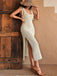 White 1950s Long Knitted Overlay Dress