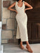 White 1950s Long Knitted Overlay Dress