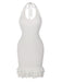 White 1960s Solid Knitted Overlay Dress