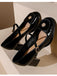 Patent Leather Mary Jane Thick Heel Shoes