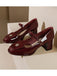 Patent Leather Mary Jane Thick Heel Shoes