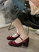 Round Toe Patent Leather Mid-Heeled Shoes