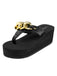 Metal Chain Wedge Flip Flop Slippers