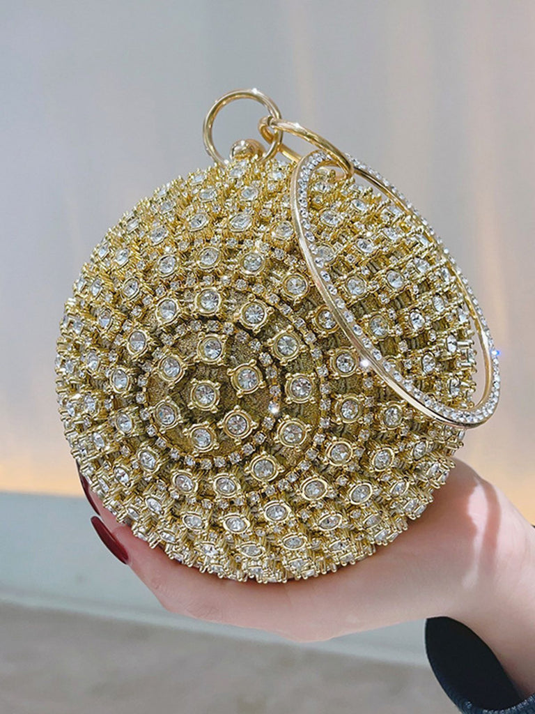 Pearl & Rhinestone 3D Ball Shape Clutch Bag