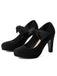 Black Solid Flannelette Bow High Heel Shoes