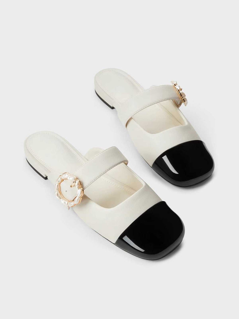 Two-Tone Decorative Buckle Sandals