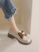 Retro Beige Round Toe Leather Loafers Shoes