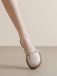 Retro Beige Round Toe Mary Jane Leather Shoes