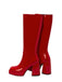 Patent Leather Round Toe Solid High Heel Boots