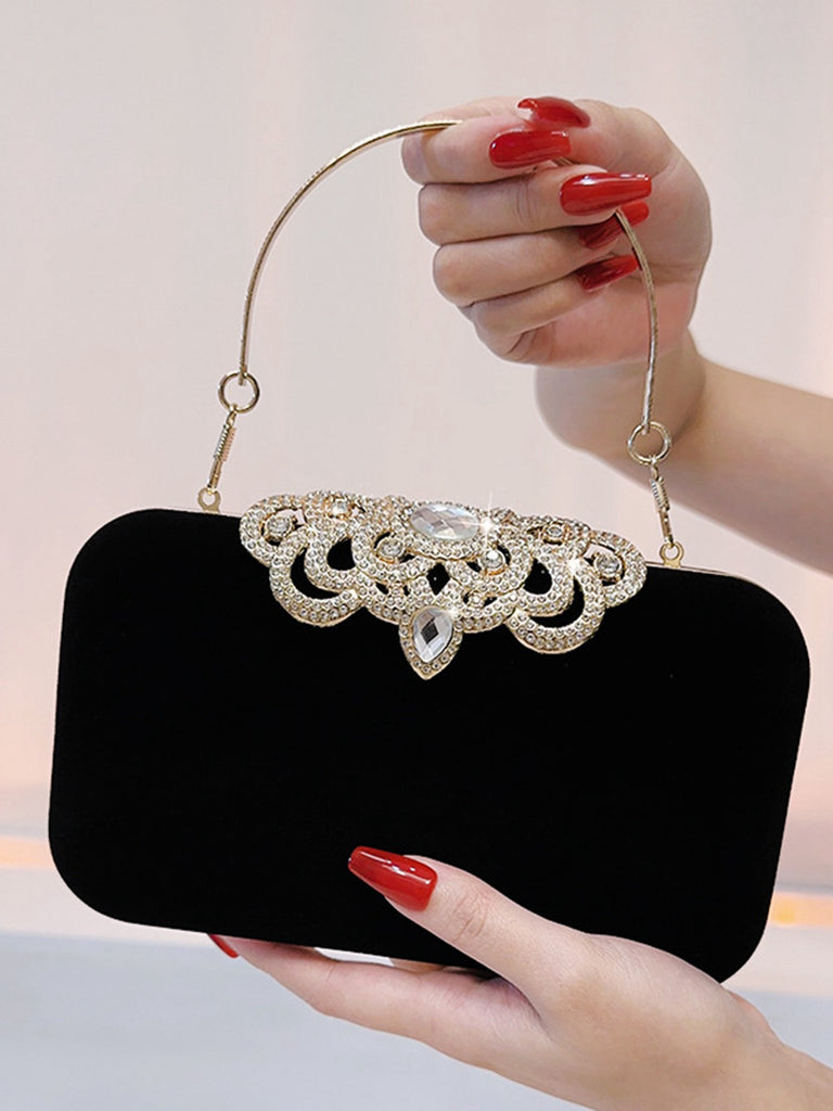 Vintage Rhinestoned Velvet Evening Hand Bag