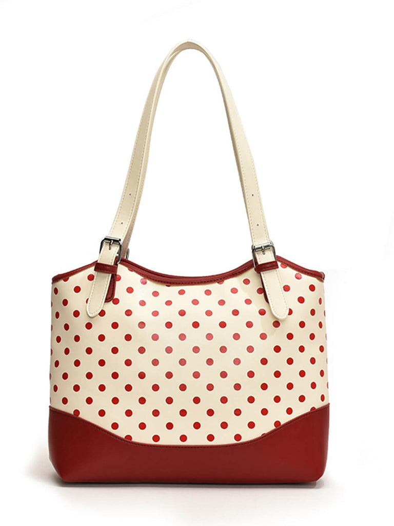 Polka Dots Patchwork Leather Tote Bag