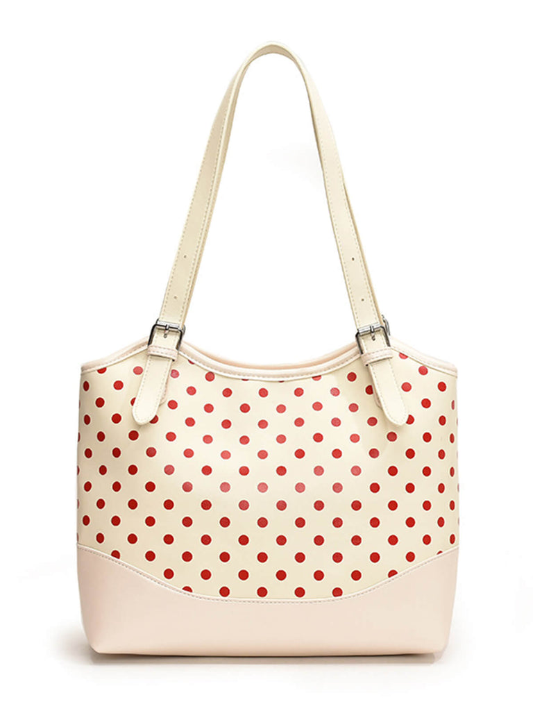 Polka Dots Patchwork Leather Tote Bag