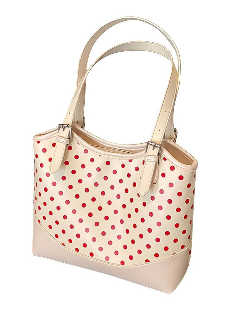 Polka Dots Patchwork Leather Tote Bag