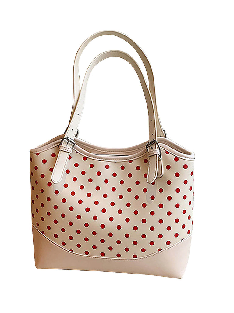 Polka Dots Patchwork Leather Tote Bag