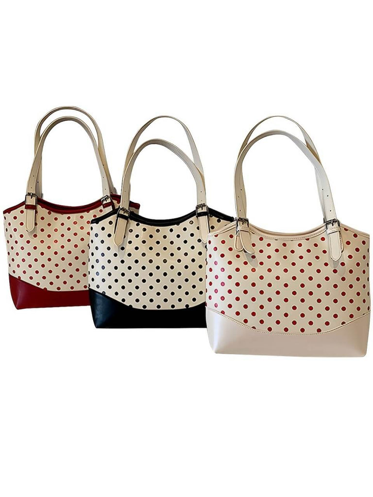 Polka Dots Patchwork Leather Tote Bag