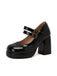 Retro Mary Jane Patent Leather Platform Chuny Heels