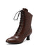 Retro Leather High Heel Boots