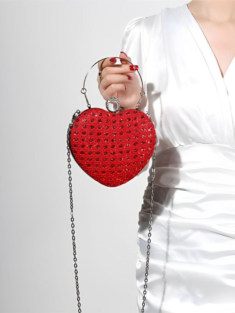 Heart Rhinestone Chain Evening Handbag