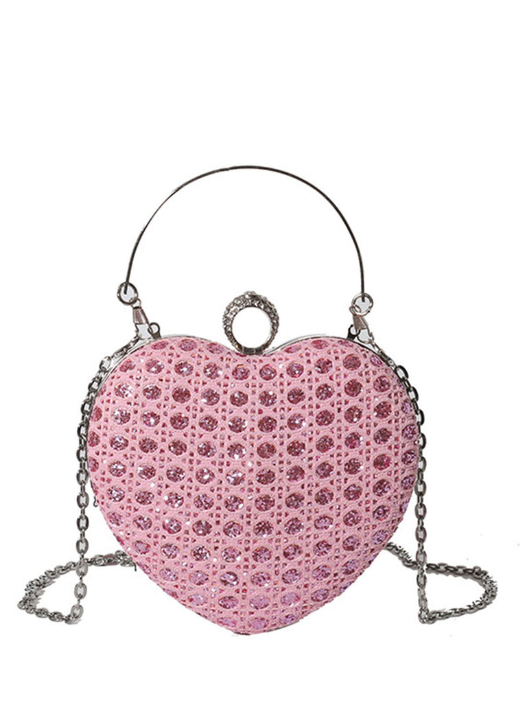 Heart Rhinestone Chain Evening Handbag