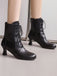 Vintage Leather Solid Kitten Heel Boots