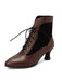 Lace Pointed Leather Heel Vintage Boots