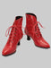 Lace Pointed Leather Heel Vintage Boots