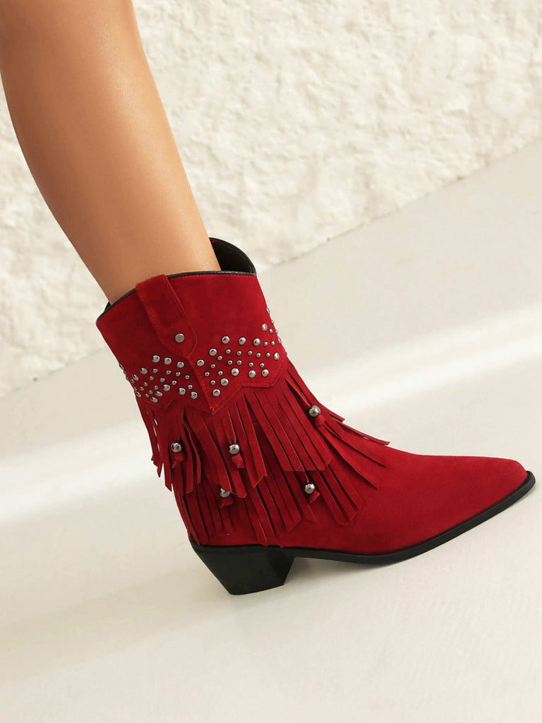 Flannelette Cone Heel Western Boots