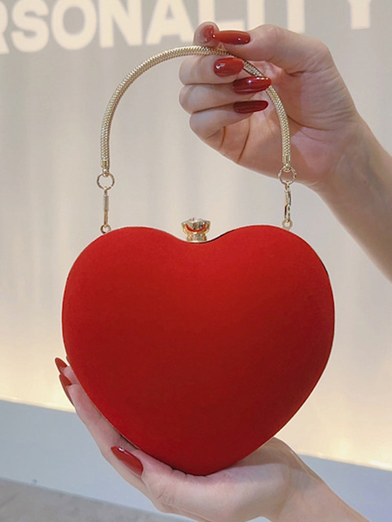 Vintage Velvet Heart Handle Bag