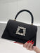 Black Top Handle Rhinestones Envelope Clutch Bag