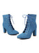 Vintage Denim Lace-Up High Heel Boots