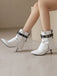 Retro Contrast Kitten Heel Ankle Boots