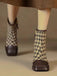 Vintage Houndstooth Chunky Heel Ankle Boots