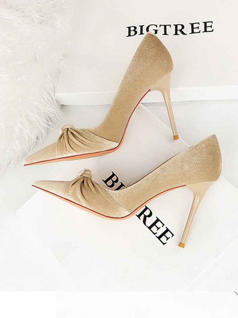 Pointed Toe Velvet Stiletto Heels Shoes