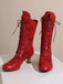 Lace Patchwork Lace-Up Calf-High Boots