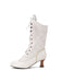 Lace Patchwork Lace-Up Calf-High Boots