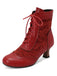 Vintage Leather Solid Lace Heel Boots