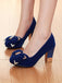 Bow Suede Chunky Heel Shoes