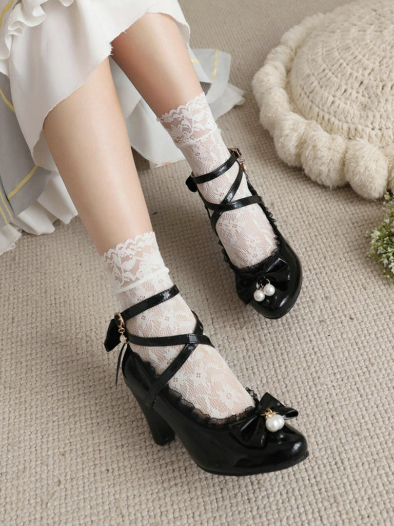 Patent Leather Bow Lolita High Heels