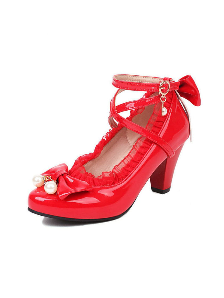 Patent Leather Bow Lolita High Heels