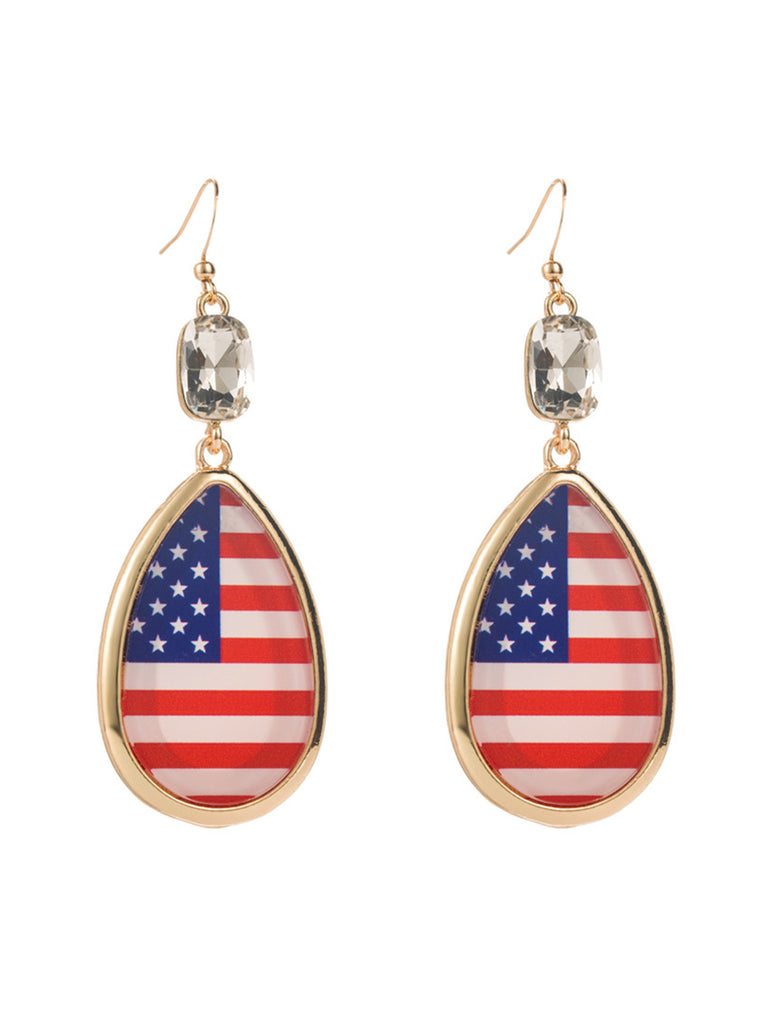 American Flag Crystal Drop Earrings