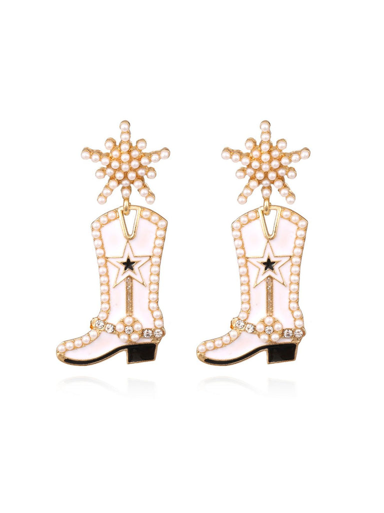 Pearl Star Cowboy Boot Earrings