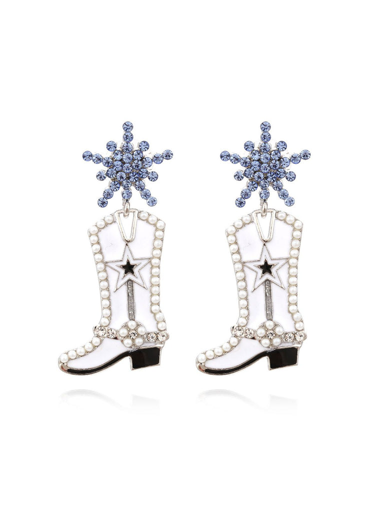 Pearl Star Cowboy Boot Earrings