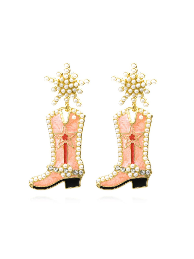 Pearl Star Cowboy Boot Earrings