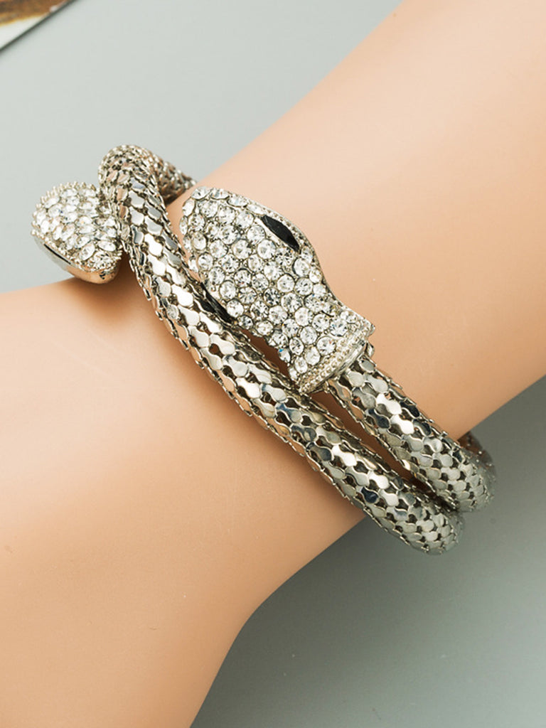 Alloy Snake-Shaped Rhinestones Bracelet