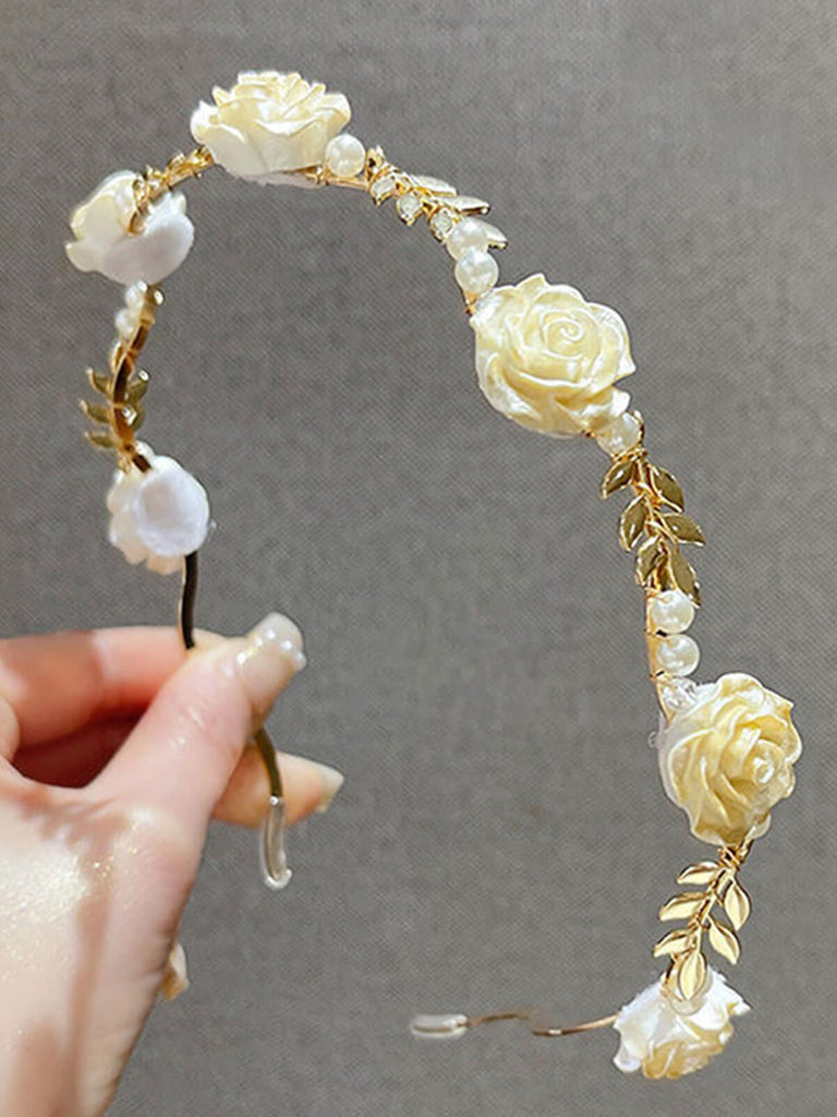 Vintage rose pearl Headband