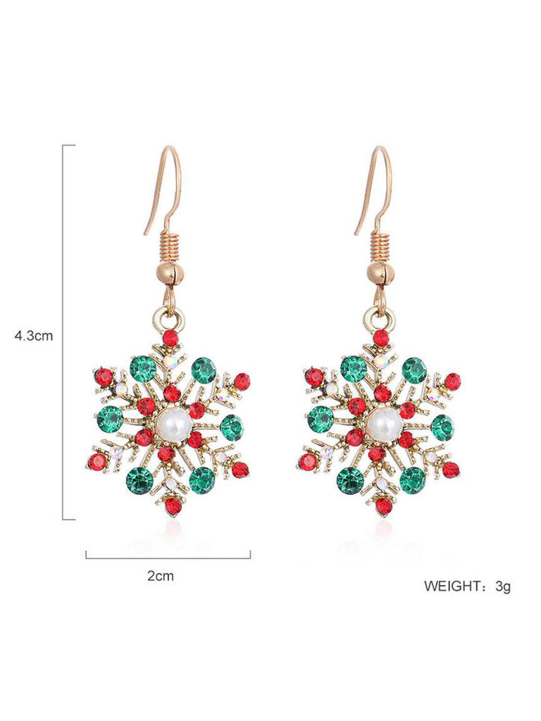 Christmas Alloy Diamond Snowflake Necklace Earring Set