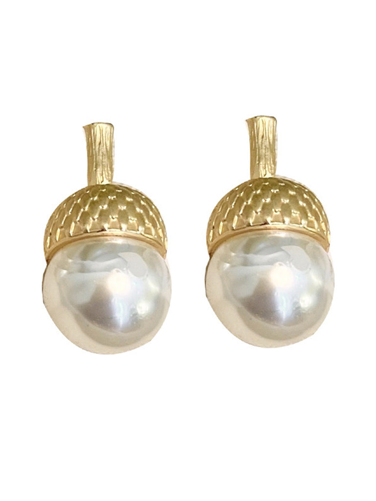 Vintage Pearl Pinecone Stud Earrings