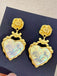 Alloy Rose Reflective Pleated Heart Earrings